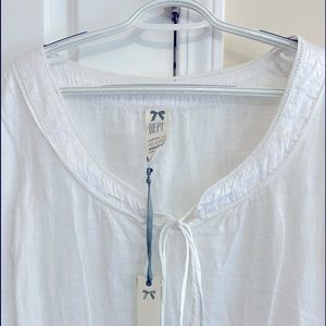 Brand new white linen cover up with intricate stitching size medium  DEPT